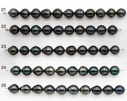 9-10mm Tahitian Pearl in Short Strand with All Natural Color with High Luster and Blemishes for Jewelry Making, SKU# 2664TH