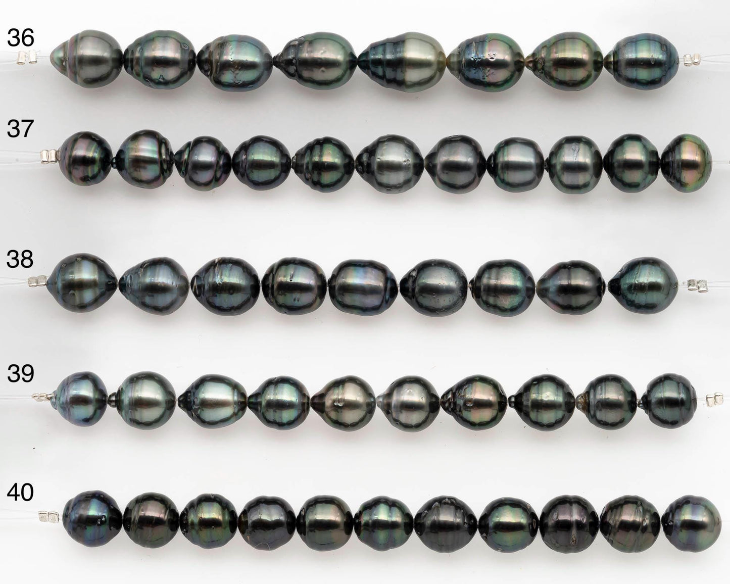 9-10mm Tahitian Pearl in Short Strand with All Natural Color with High Luster and Blemishes for Jewelry Making, SKU# 2664TH