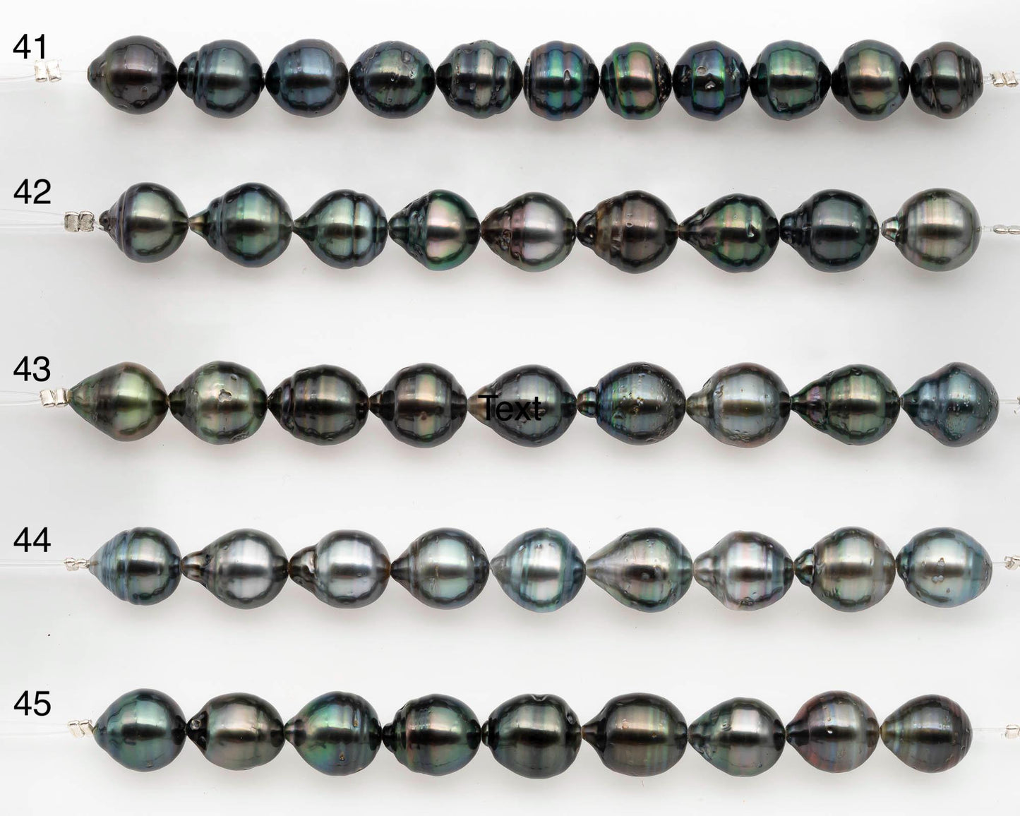 9-10mm Tahitian Pearl in Short Strand with All Natural Color with High Luster and Blemishes for Jewelry Making, SKU# 2664TH