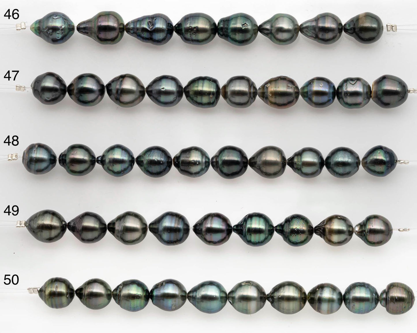 9-10mm Tahitian Pearl in Short Strand with All Natural Color with High Luster and Blemishes for Jewelry Making, SKU# 2664TH
