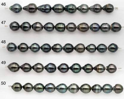 9-10mm Tahitian Pearl in Short Strand with All Natural Color with High Luster and Blemishes for Jewelry Making, SKU# 2664TH