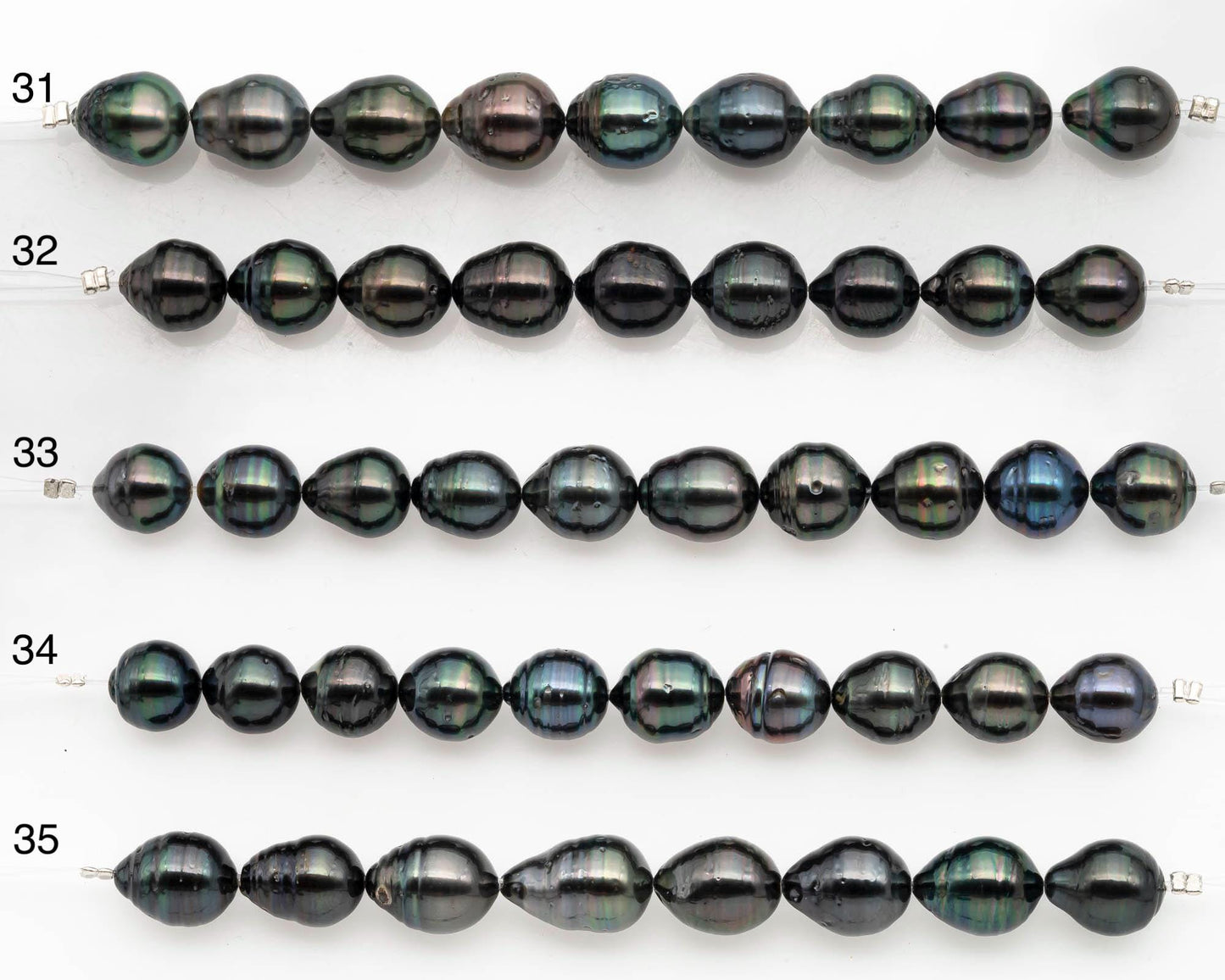 9-10mm Tahitian Pearl in Short Strand with All Natural Color with High Luster and Blemishes for Jewelry Making, SKU# 2664TH