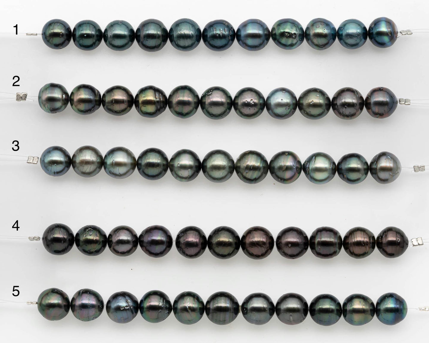 9-10mm Tahitian Pearl in Short Strand with All Natural Color with High Luster and Blemishes for Jewelry Making, SKU# 2662TH
