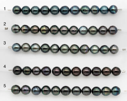 9-10mm Tahitian Pearl in Short Strand with All Natural Color with High Luster and Blemishes for Jewelry Making, SKU# 2662TH