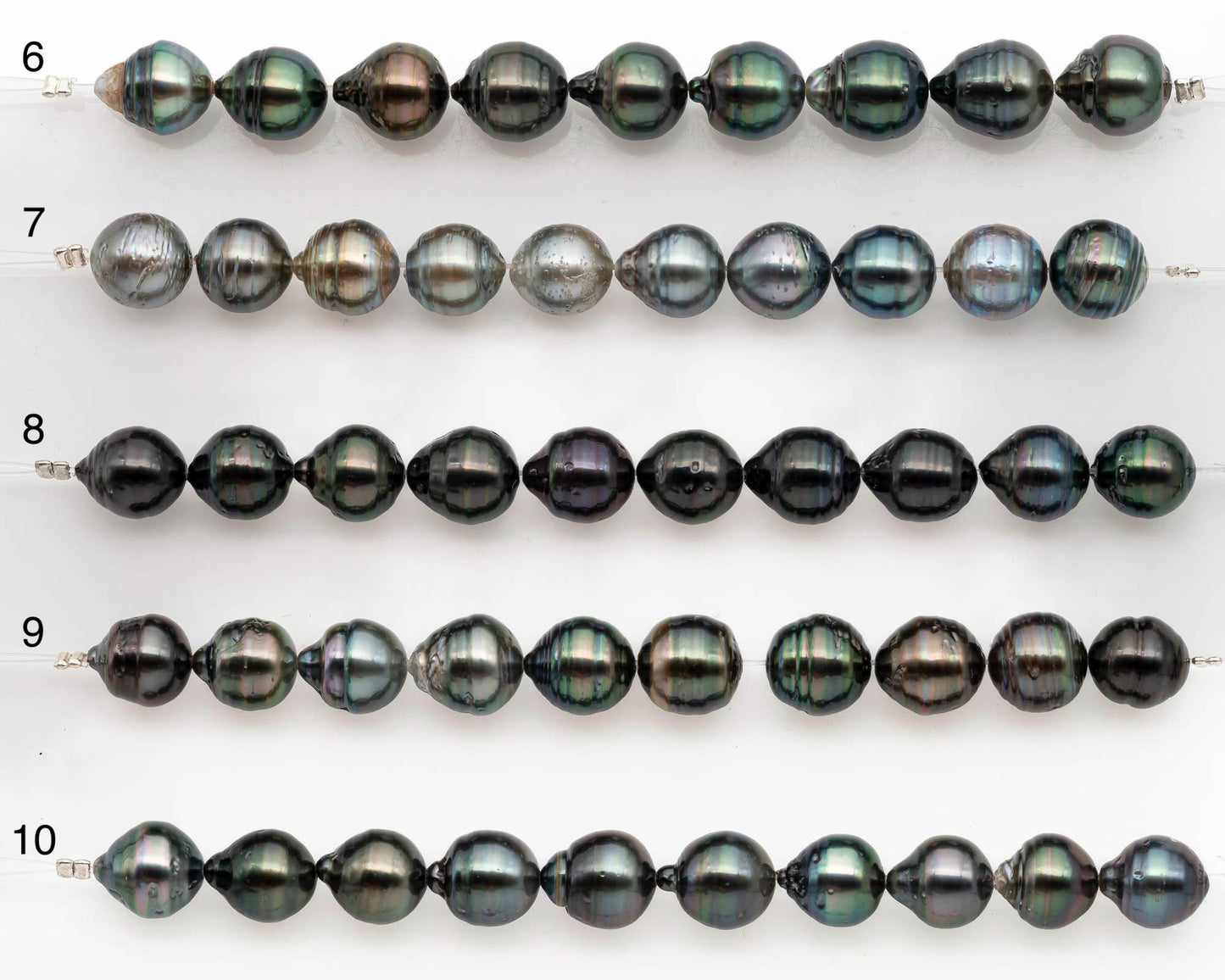 9-10mm Tahitian Pearl in Short Strand with All Natural Color with High Luster and Blemishes for Jewelry Making, SKU# 2665TH