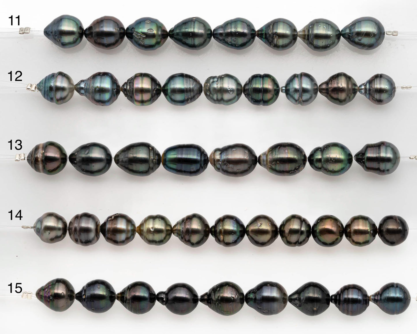9-10mm Tahitian Pearl in Short Strand with All Natural Color with High Luster and Blemishes for Jewelry Making, SKU# 2665TH