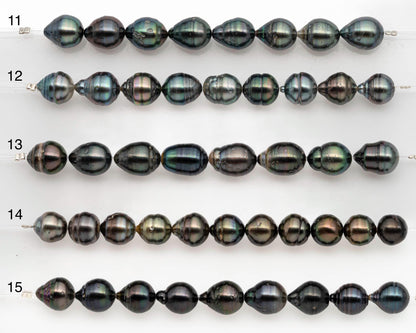 9-10mm Tahitian Pearl in Short Strand with All Natural Color with High Luster and Blemishes for Jewelry Making, SKU# 2665TH