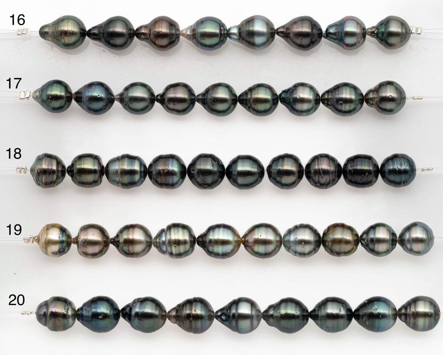 9-10mm Tahitian Pearl in Short Strand with All Natural Color with High Luster and Blemishes for Jewelry Making, SKU# 2665TH