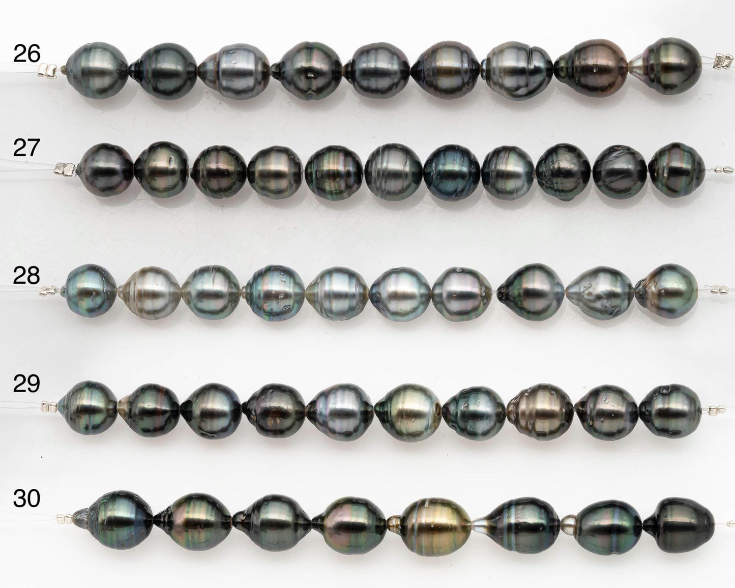 9-10mm Tahitian Pearl in Short Strand with All Natural Color with High Luster and Blemishes for Jewelry Making, SKU# 2665TH