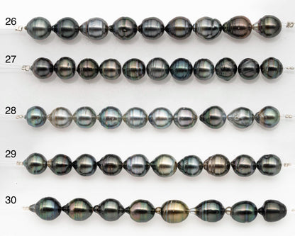 9-10mm Tahitian Pearl in Short Strand with All Natural Color with High Luster and Blemishes for Jewelry Making, SKU# 2665TH