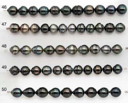 9-10mm Tahitian Pearl in Short Strand with All Natural Color with High Luster and Blemishes for Jewelry Making, SKU# 2665TH