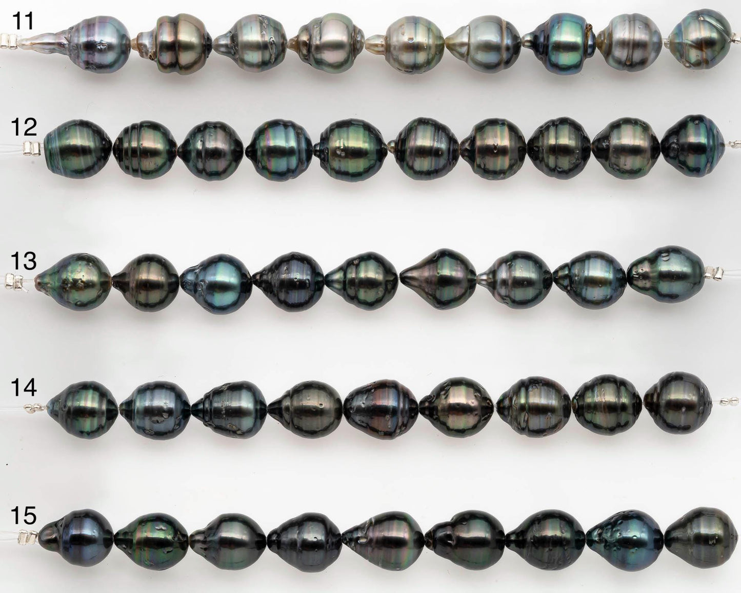 9-10mm Tahitian Pearl in Short Strand with All Natural Color with High Luster and Blemishes for Jewelry Making, SKU# 2666TH