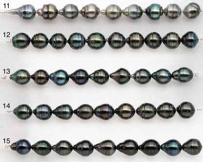 9-10mm Tahitian Pearl in Short Strand with All Natural Color with High Luster and Blemishes for Jewelry Making, SKU# 2666TH