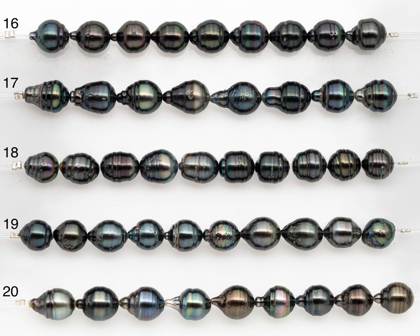 9-10mm Tahitian Pearl in Short Strand with All Natural Color with High Luster and Blemishes for Jewelry Making, SKU# 2667TH