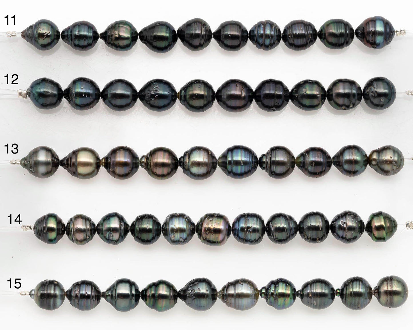 9-10mm Tahitian Pearl in Short Strand with All Natural Color with High Luster and Blemishes for Jewelry Making, SKU# 2667TH