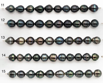9-10mm Tahitian Pearl in Short Strand with All Natural Color with High Luster and Blemishes for Jewelry Making, SKU# 2667TH