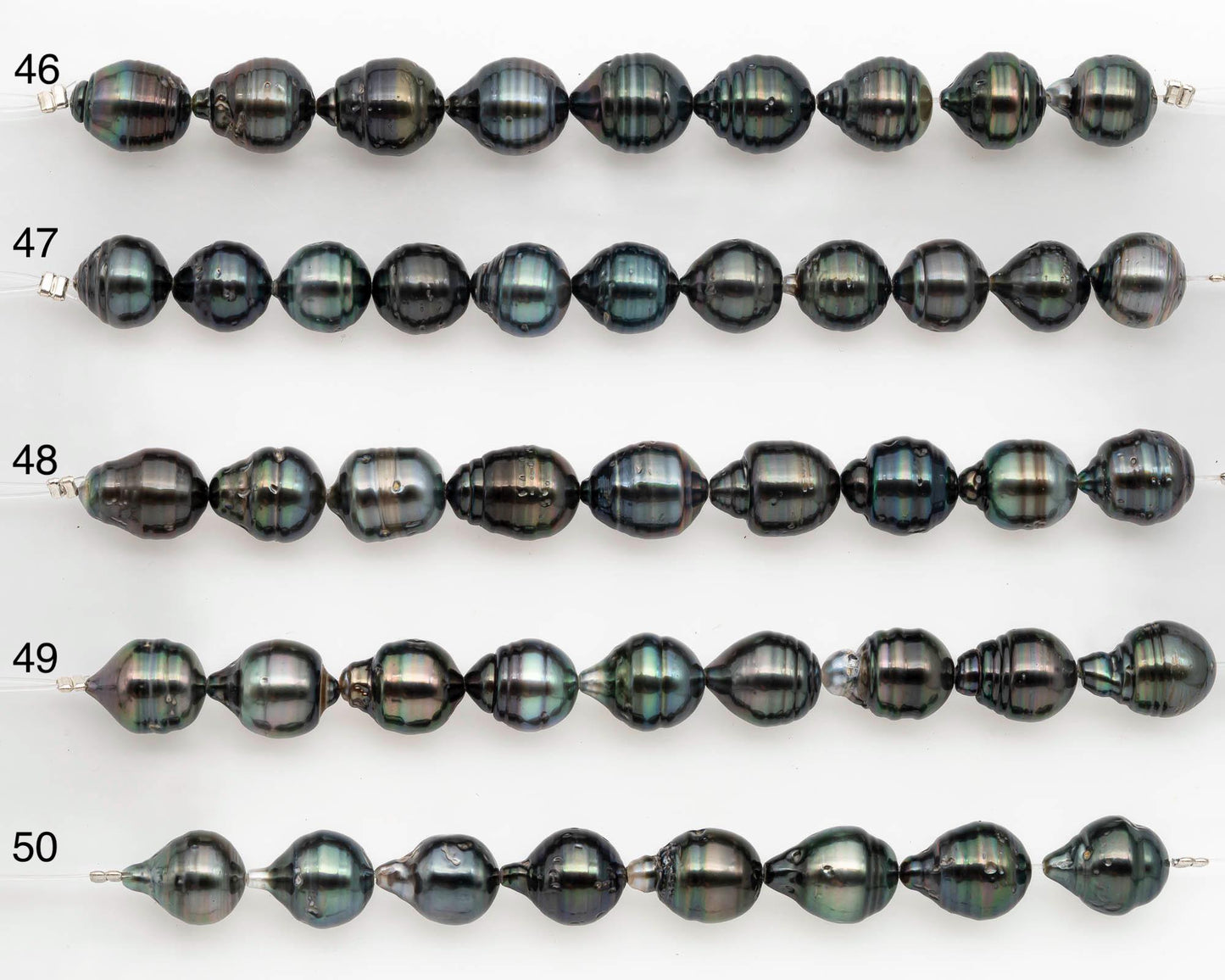 9-10mm Tahitian Pearl in Short Strand with All Natural Color with High Luster and Blemishes for Jewelry Making, SKU# 2667TH