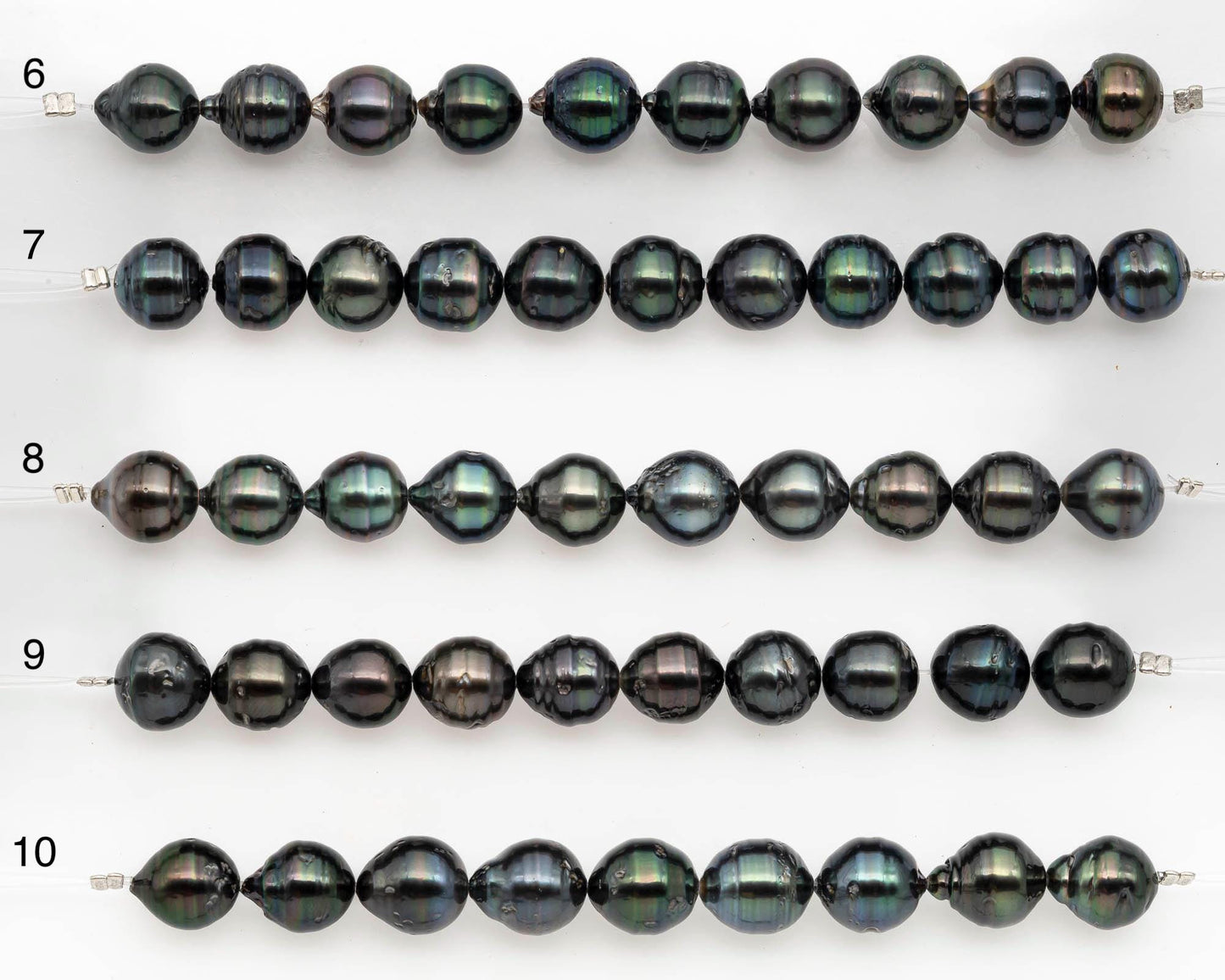 9-10mm Tahitian Pearl in Short Strand with All Natural Color with High Luster and Blemishes for Jewelry Making, SKU# 2668TH