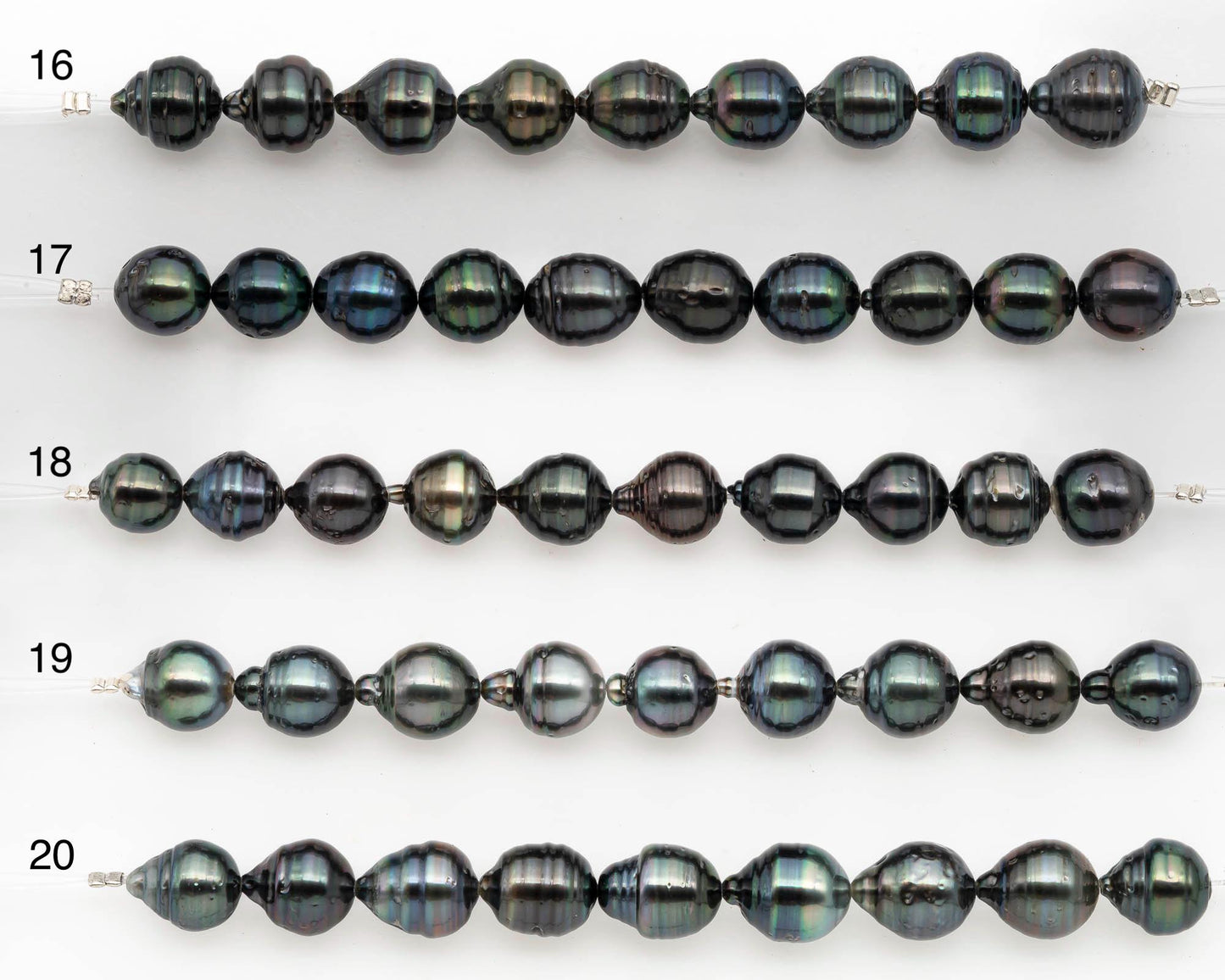 9-10mm Tahitian Pearl in Short Strand with All Natural Color with High Luster and Blemishes for Jewelry Making, SKU# 2668TH