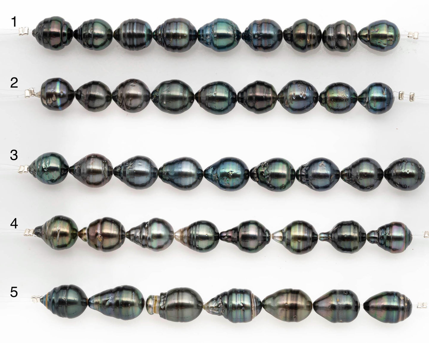 9-10mm Tahitian Pearl in Short Strand with All Natural Color with High Luster and Blemishes for Jewelry Making, SKU# 2669TH