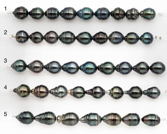 9-10mm Tahitian Pearl in Short Strand with All Natural Color with High Luster and Blemishes for Jewelry Making, SKU# 2669TH