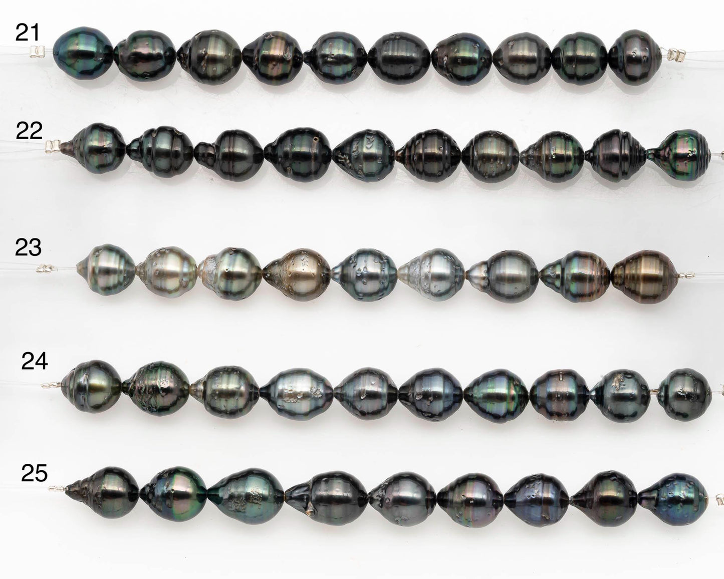 9-10mm Tahitian Pearl in Short Strand with All Natural Color with High Luster and Blemishes for Jewelry Making, SKU# 2669TH