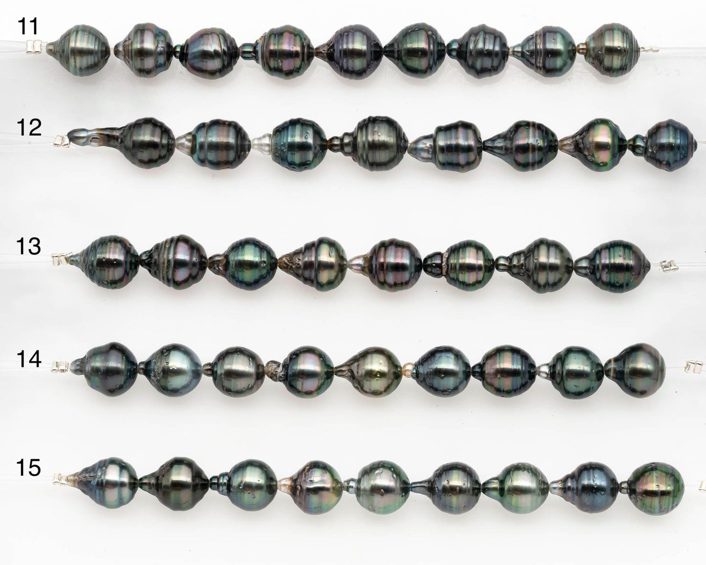 9-10mm Tahitian Pearl in Short Strand with All Natural Color with High Luster and Blemishes for Jewelry Making, SKU# 2669TH