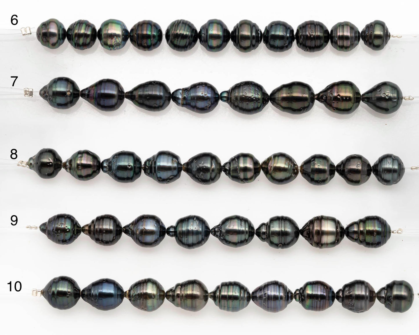 9-10mm Tahitian Pearl in Short Strand with All Natural Color with High Luster and Blemishes for Jewelry Making, SKU# 2669TH