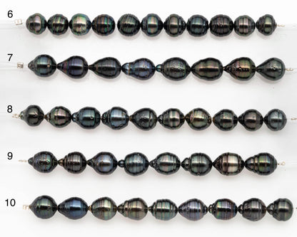 9-10mm Tahitian Pearl in Short Strand with All Natural Color with High Luster and Blemishes for Jewelry Making, SKU# 2669TH