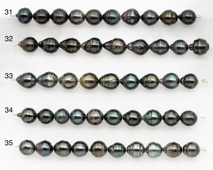 9-10mm Tahitian Pearl in Short Strand with All Natural Color with High Luster and Blemishes for Jewelry Making, SKU# 2669TH