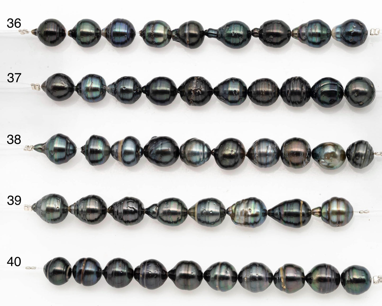 9-10mm Tahitian Pearl in Short Strand with All Natural Color with High Luster and Blemishes for Jewelry Making, SKU# 2669TH