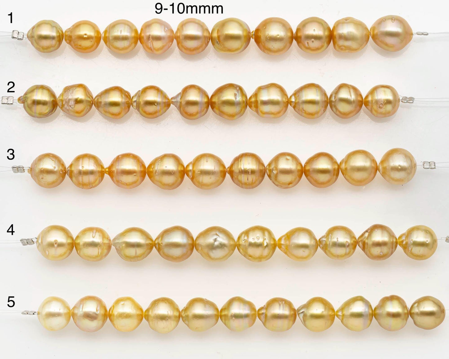 8-9mm or 9-10mm Golden South Sea Pearls, Natural Gold  Color, For Jewelry Making Necklace and Bracelet, SKU# 2670GS