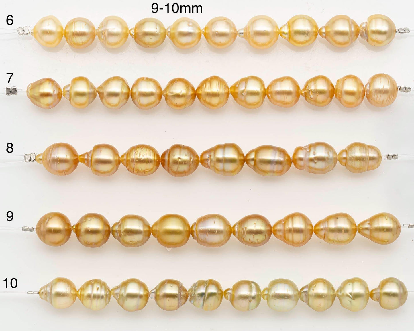 8-9mm or 9-10mm Golden South Sea Pearls, Natural Gold  Color, For Jewelry Making Necklace and Bracelet, SKU# 2670GS