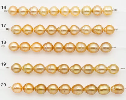 10-11mm Golden South Sea Pearls, Natural Gold Color, For Jewelry Making Necklace and Bracelet, SKU# 2671GS