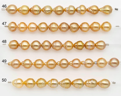 10-11mm Golden South Sea Pearls, Natural Gold Color, For Jewelry Making Necklace and Bracelet, SKU# 2672GS
