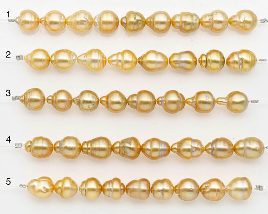 10-11mm Golden South Sea Pearls, Natural Gold Color, For Jewelry Making Necklace and Bracelet, SKU# 2673GS