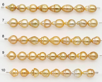10-11mm Golden South Sea Pearls, Natural Gold Color, For Jewelry Making Necklace and Bracelet, SKU# 2673GS
