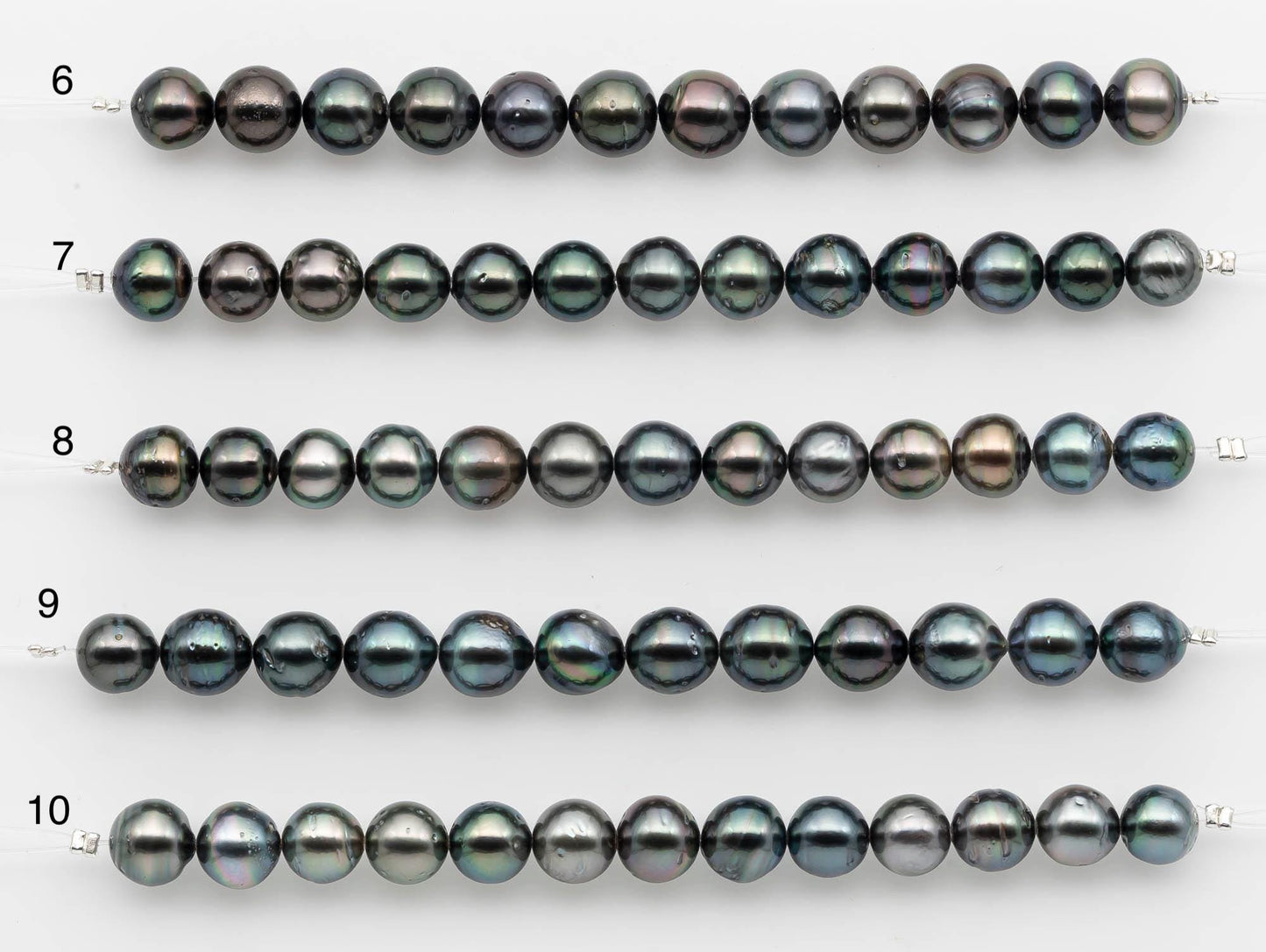 8-9mm Tahitian Pearl in Short Strand with All Natural Color with High Luster for Jewelry Making, SKU# 2658TH