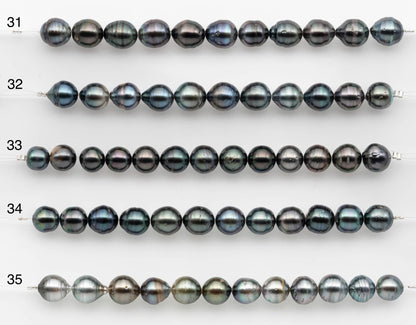 8-9mm Tahitian Pearl in Short Strand with All Natural Color with High Luster for Jewelry Making, SKU# 2658TH