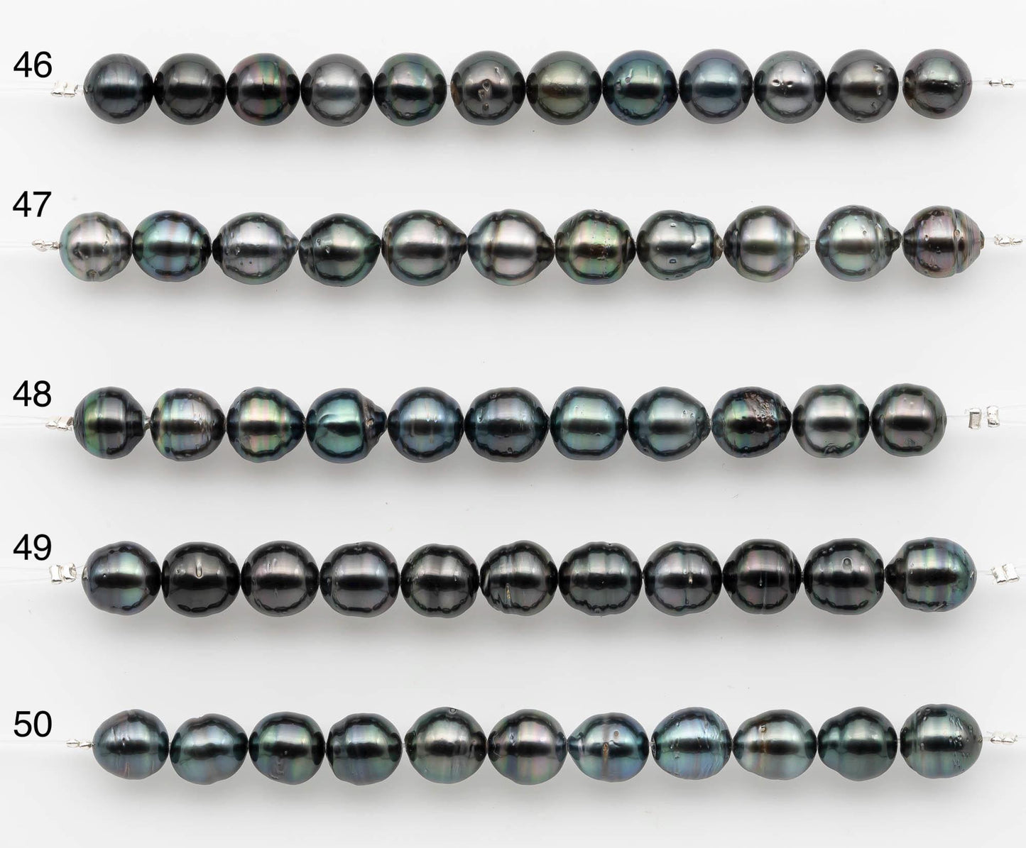 8-9mm Tahitian Pearl in Short Strand with All Natural Color with High Luster for Jewelry Making, SKU# 2658TH