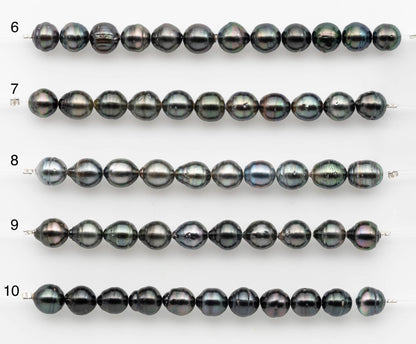8-9mm Tahitian Pearl in Short Strand with All Natural Color with High Luster for Jewelry Making, SKU# 2659TH