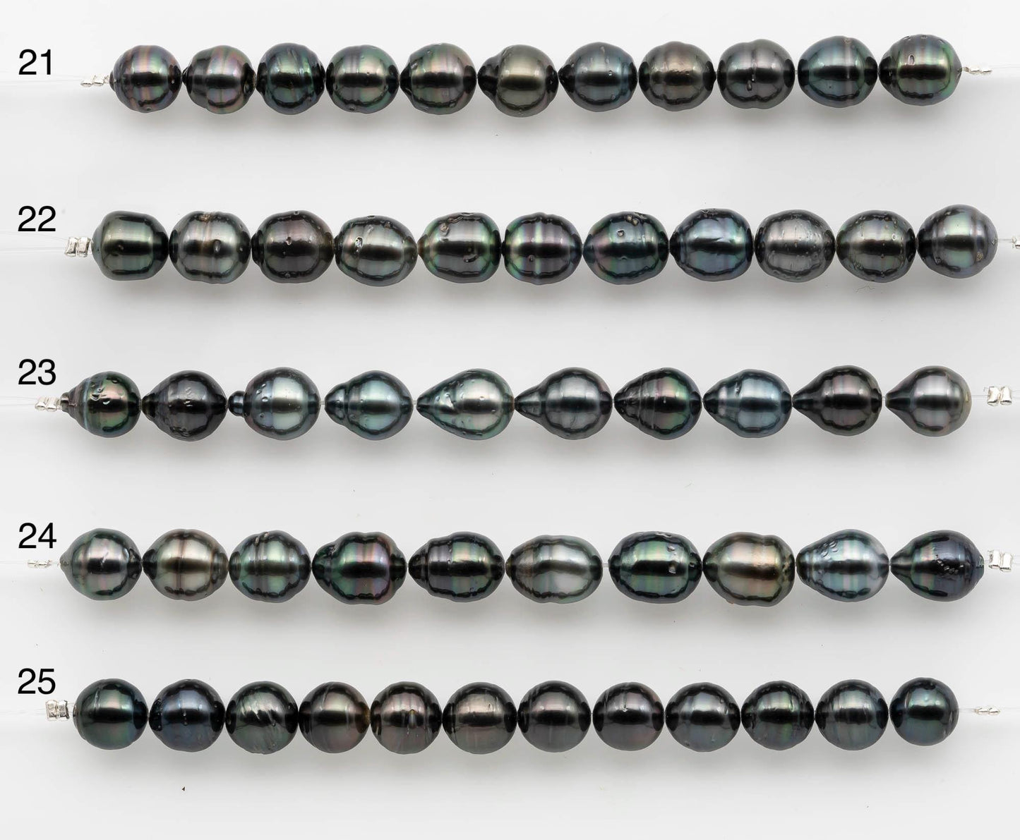 8-9mm Tahitian Pearl in Short Strand with All Natural Color with High Luster for Jewelry Making, SKU# 2659TH