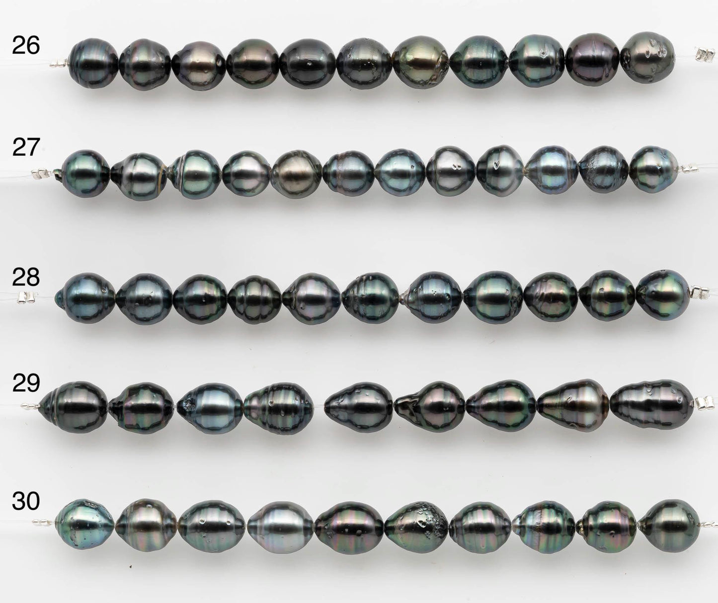 8-9mm Tahitian Pearl in Short Strand with All Natural Color with High Luster for Jewelry Making, SKU# 2659TH