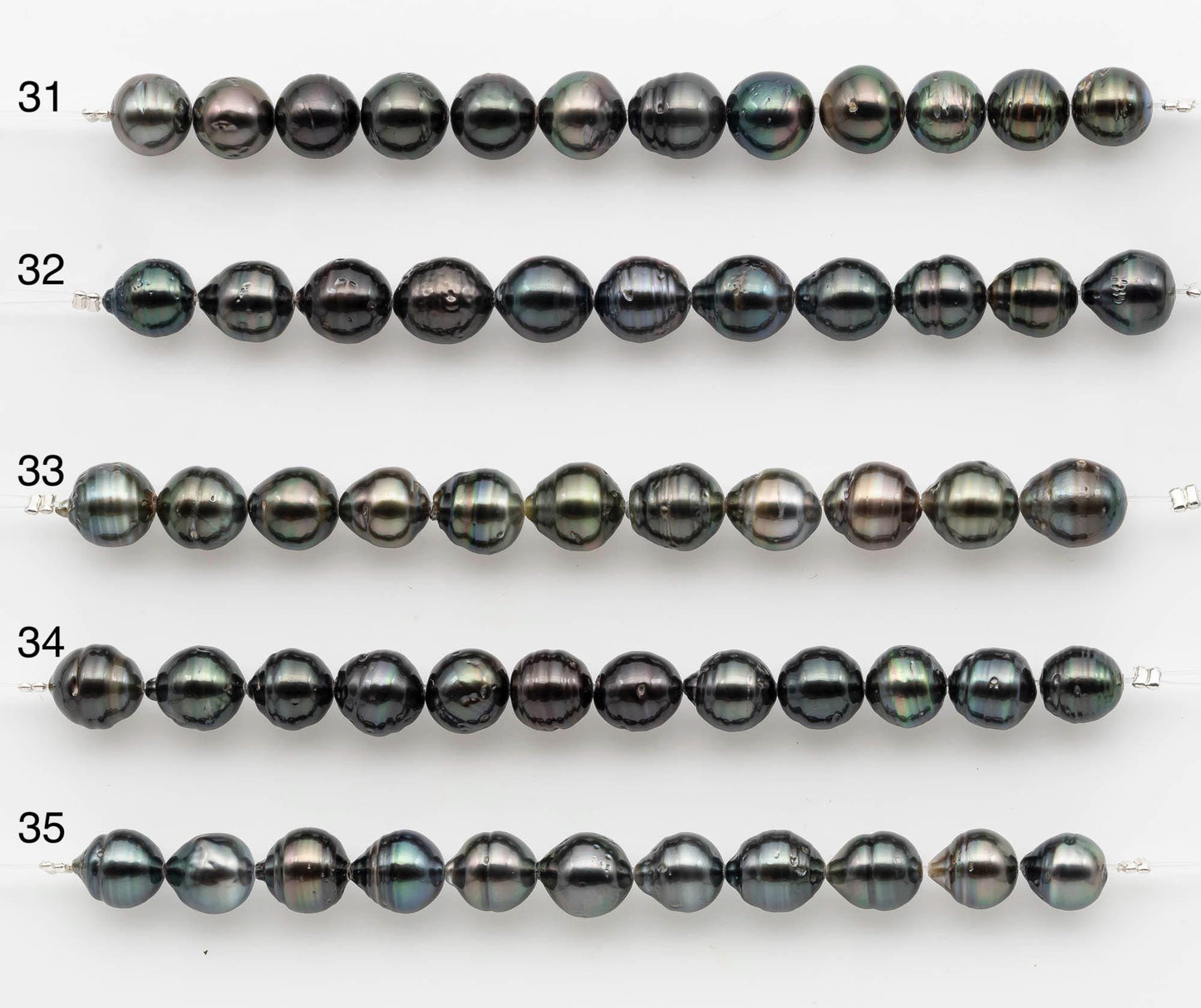 8-9mm Tahitian Pearl in Short Strand with All Natural Color with High Luster for Jewelry Making, SKU# 2659TH