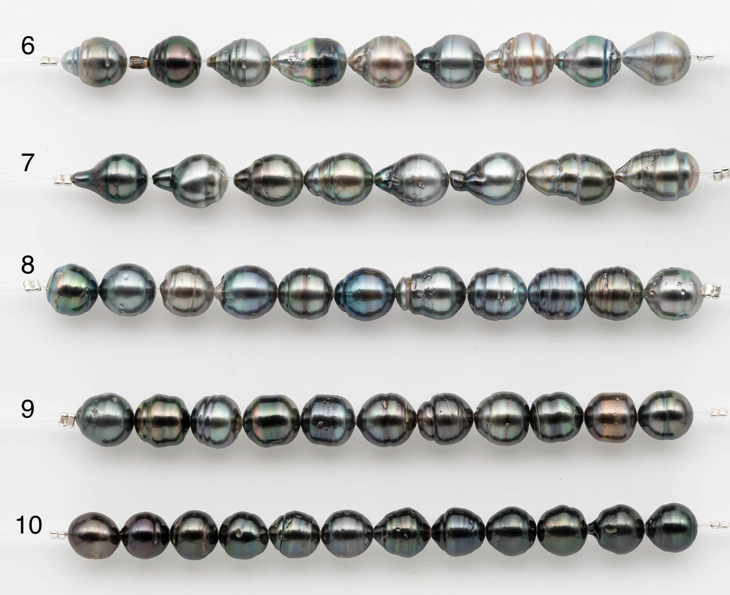 8-9mm Tahitian Pearl in Short Strand with All Natural Color with High Luster for Jewelry Making, SKU# 2660TH