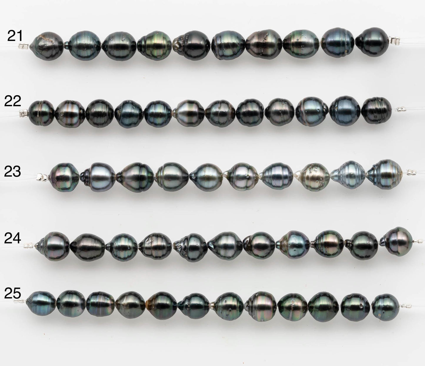 8-9mm Tahitian Pearl in Short Strand with All Natural Color with High Luster for Jewelry Making, SKU# 2660TH