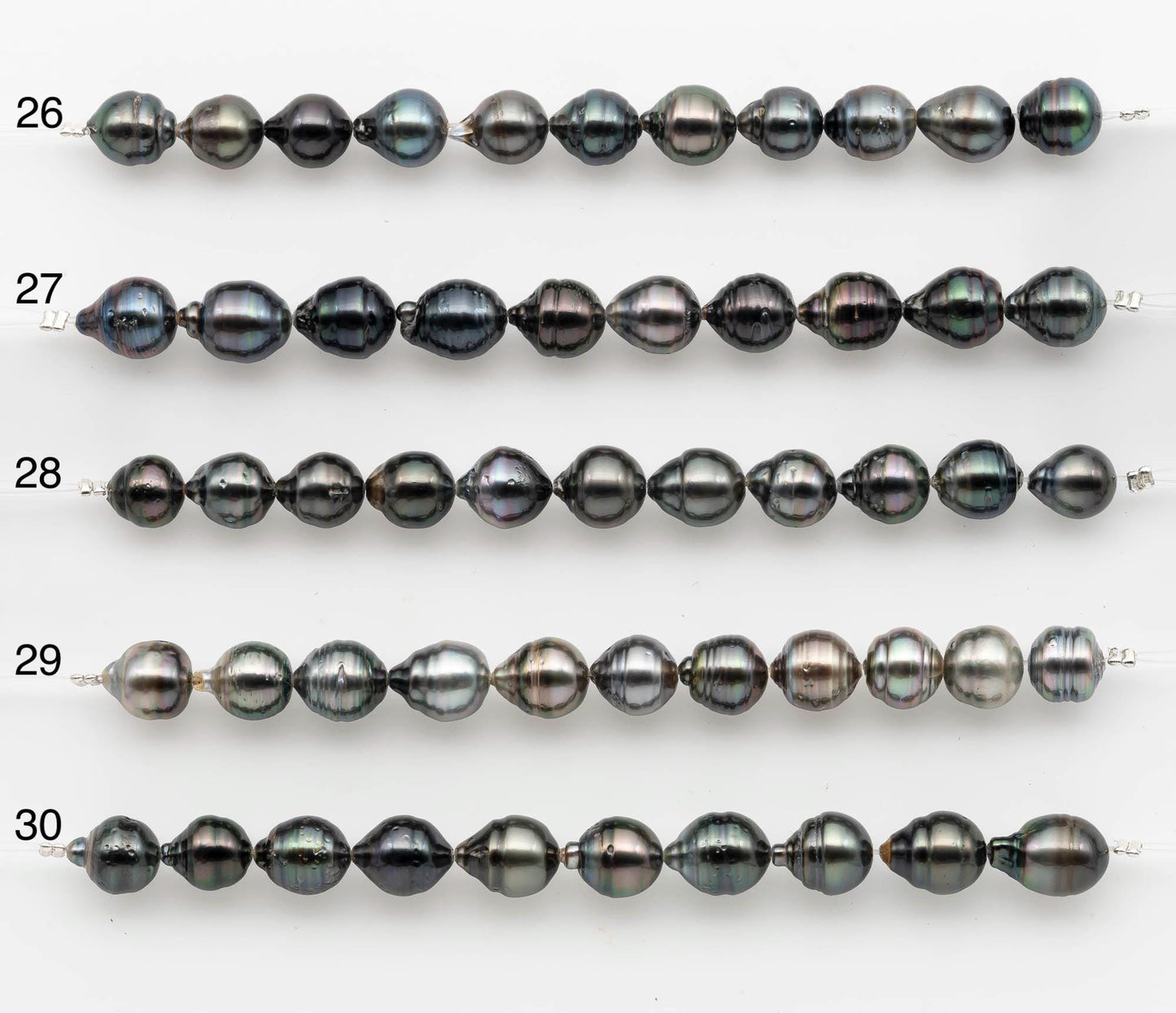 8-9mm Tahitian Pearl in Short Strand with All Natural Color with High Luster for Jewelry Making, SKU# 2660TH
