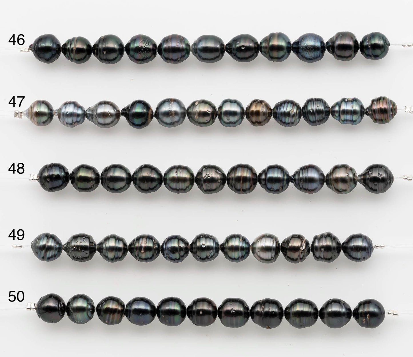8-9mm Tahitian Pearl in Short Strand with All Natural Color with High Luster for Jewelry Making, SKU# 2660TH