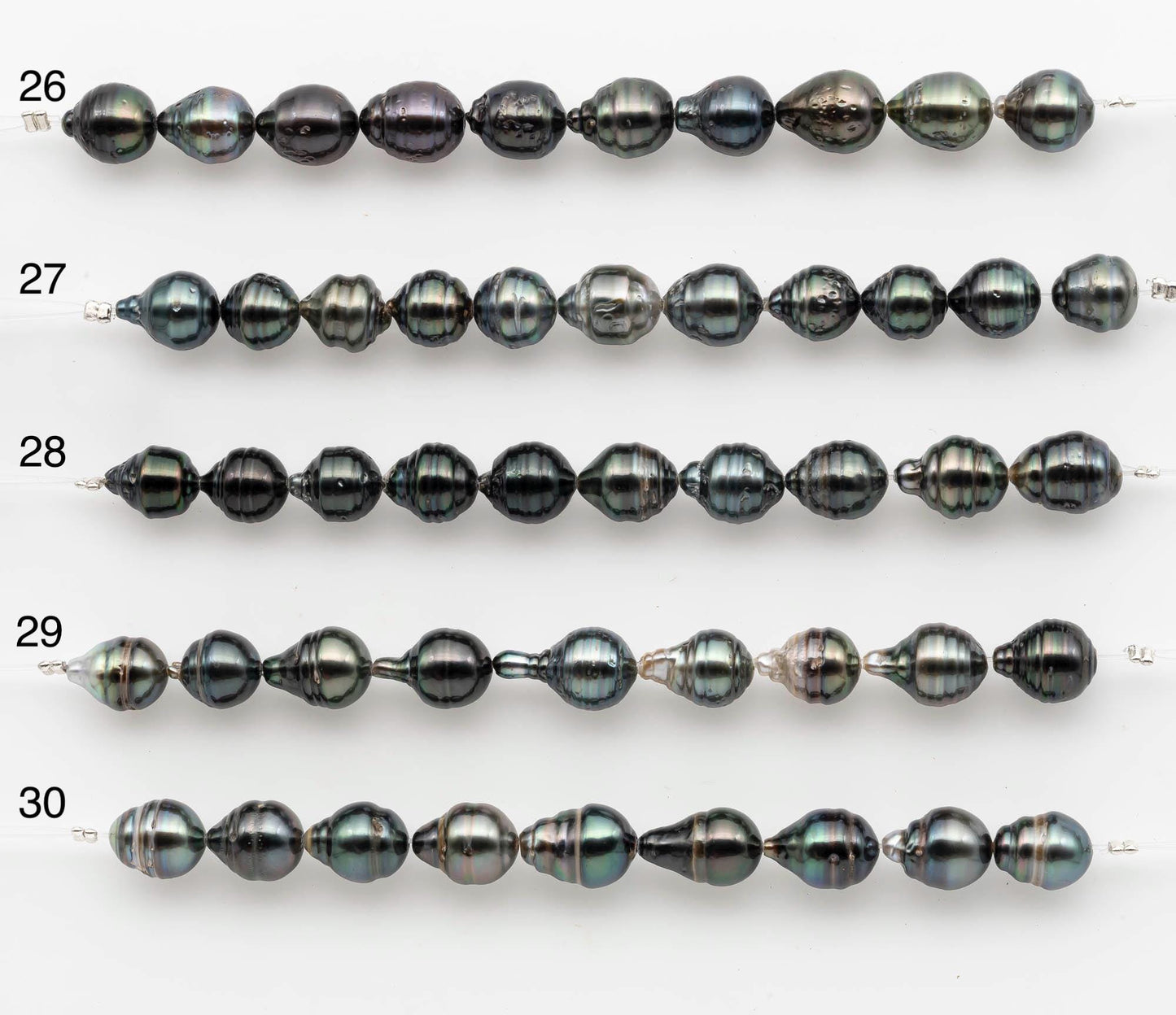 8-9mm Tahitian Pearl in Short Strand with All Natural Color with High Luster for Jewelry Making, SKU# 2661TH