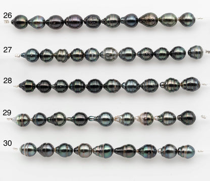 8-9mm Tahitian Pearl in Short Strand with All Natural Color with High Luster for Jewelry Making, SKU# 2661TH